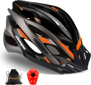 Bike Helmet Men Women, Shinmax Bicycle Helmet with Rear Light and Detachable Visor