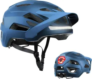 Bike Helmet, Mountain Bike Helmets for Men and Women, Front and Back LED Lights Safe Certified MTB Road Bicycle Helmet with Adjustable Brim