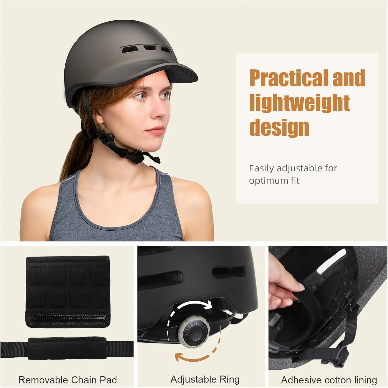 Bike Helmet, Shinmax Baseball Cap Adult Bike Helmets for Men Women Bicycle Helmet Lightweight Adjustable Cycling Helmet for Urban Commuter Road Biking