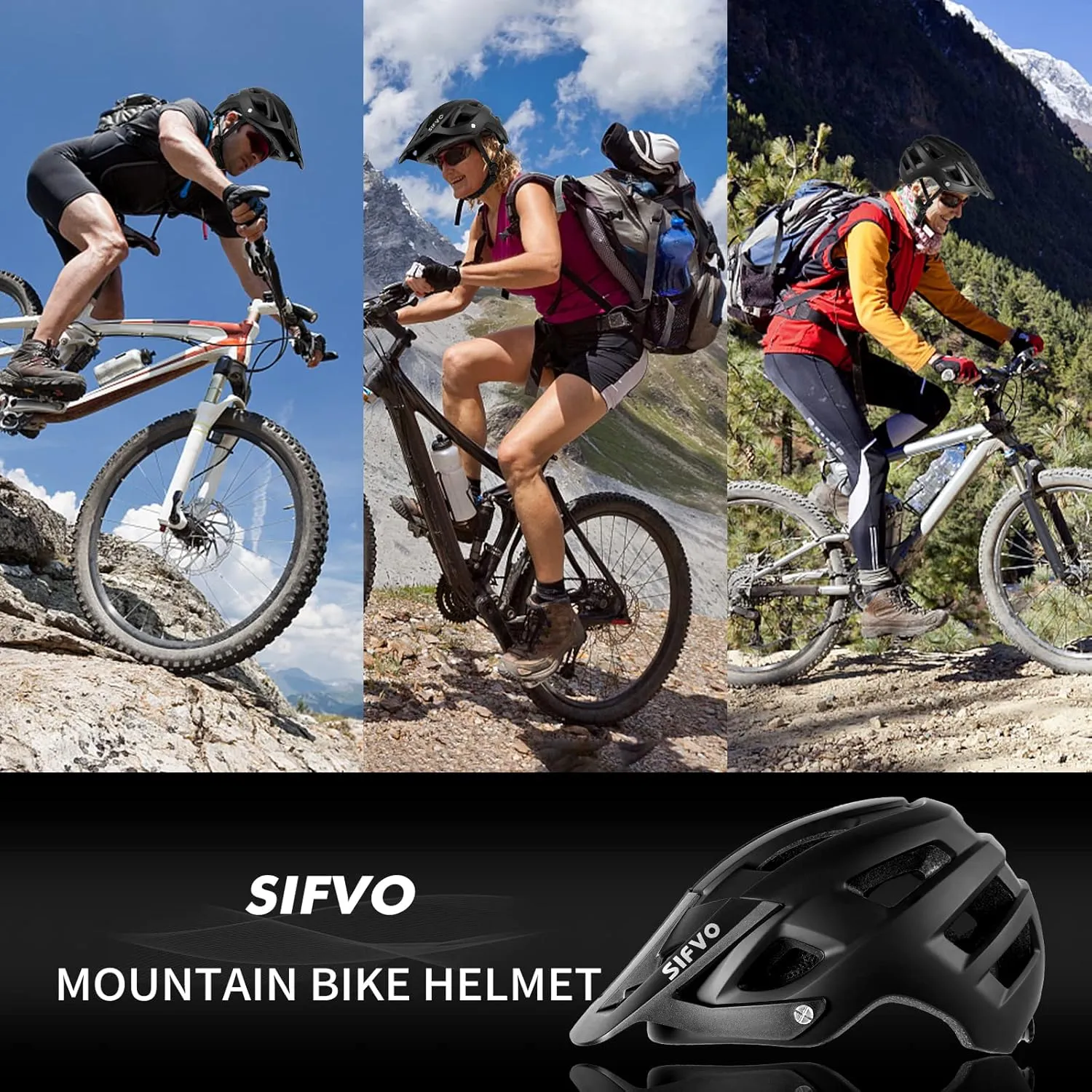 Bike Helmet, SIFVO Bike Helmets for Men and Women, Mountain Bike Helmet with Visor Helmets for Adults to Youth Bicycle Helmet Road Bike Helmet Safe and Comfortable 54-62cm【M/L】