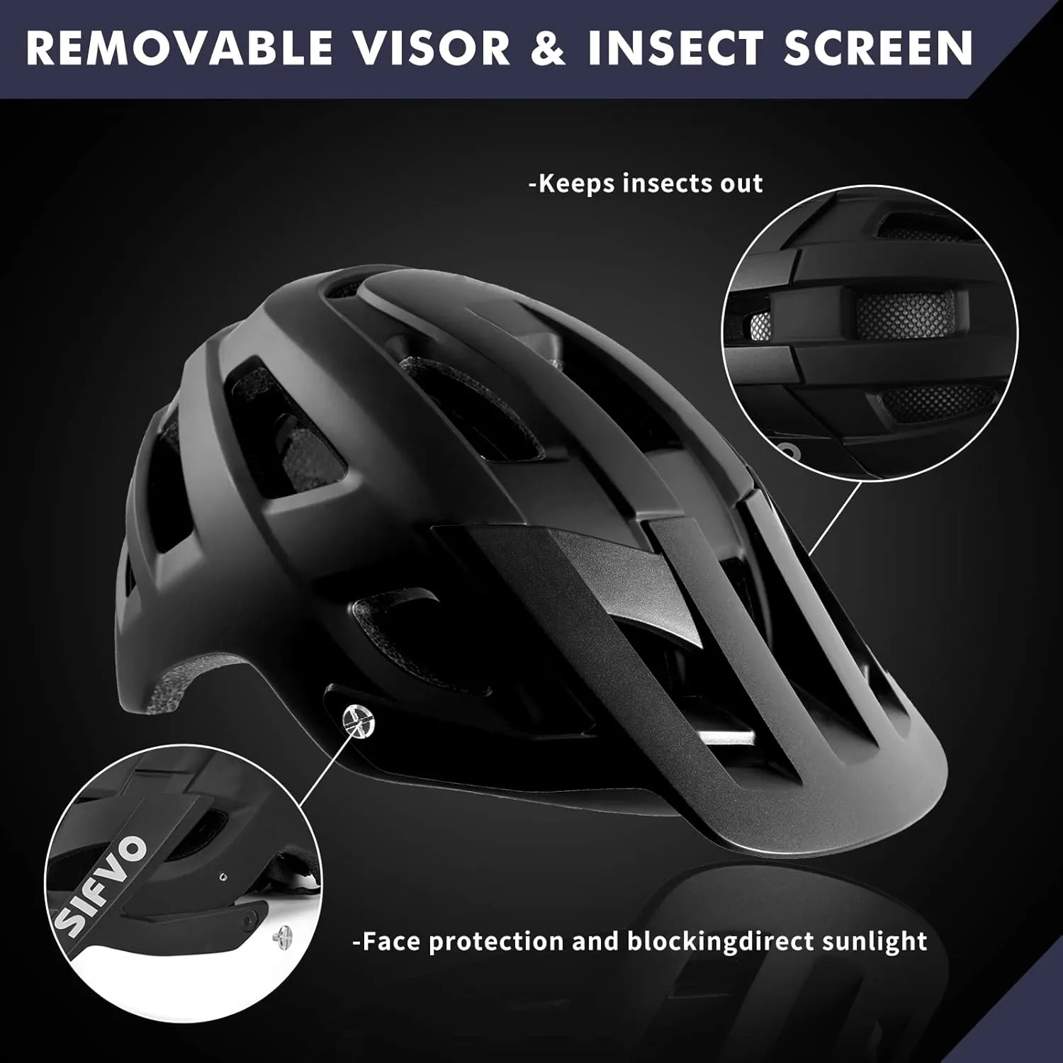 Bike Helmet, SIFVO Bike Helmets for Men and Women, Mountain Bike Helmet with Visor Helmets for Adults to Youth Bicycle Helmet Road Bike Helmet Safe and Comfortable 54-62cm【M/L】