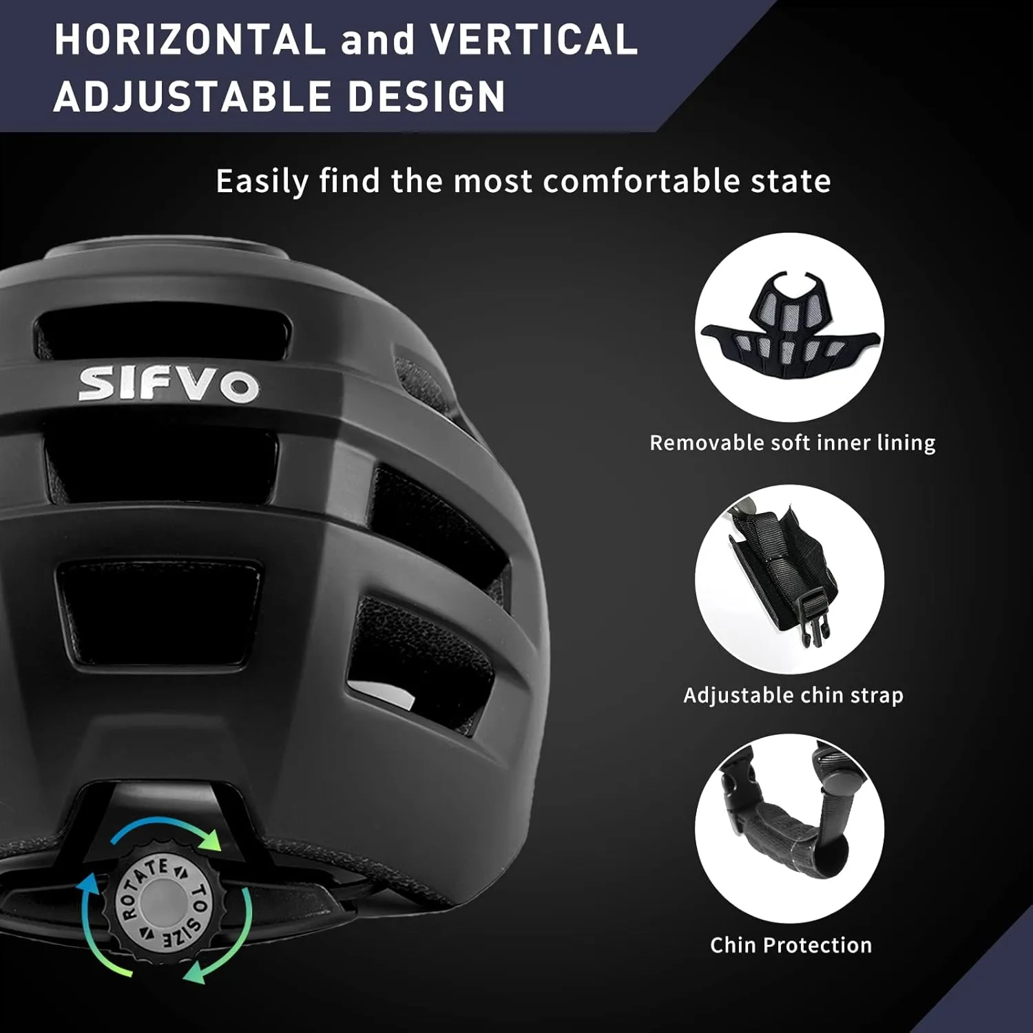 Bike Helmet, SIFVO Bike Helmets for Men and Women, Mountain Bike Helmet with Visor Helmets for Adults to Youth Bicycle Helmet Road Bike Helmet Safe and Comfortable 54-62cm【M/L】