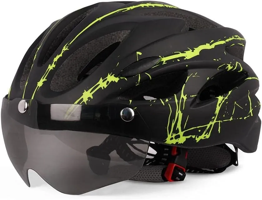 Bike Helmet with Detachable Magnetic Visor Goggle, Lightweight Cycling Helmet Adjustable for Adult Men Women Mountain Road Cycling