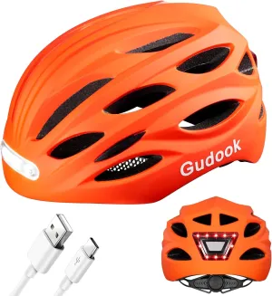 Bike Helmet with LED Light: Bicycle Helmets for Men & Women & Adults with Front and Rear Lights Adjustable Cycling Helmet for Urban Commuter Mountain Road Biker