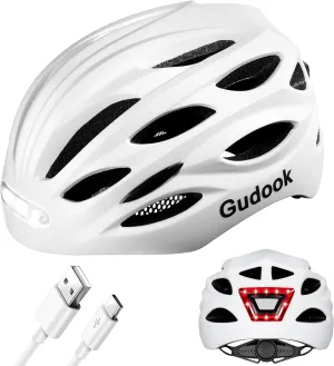 Bike Helmet with LED Light: Bicycle Helmets for Men & Women & Adults with Front and Rear Lights Adjustable Cycling Helmet for Urban Commuter Mountain Road Biker