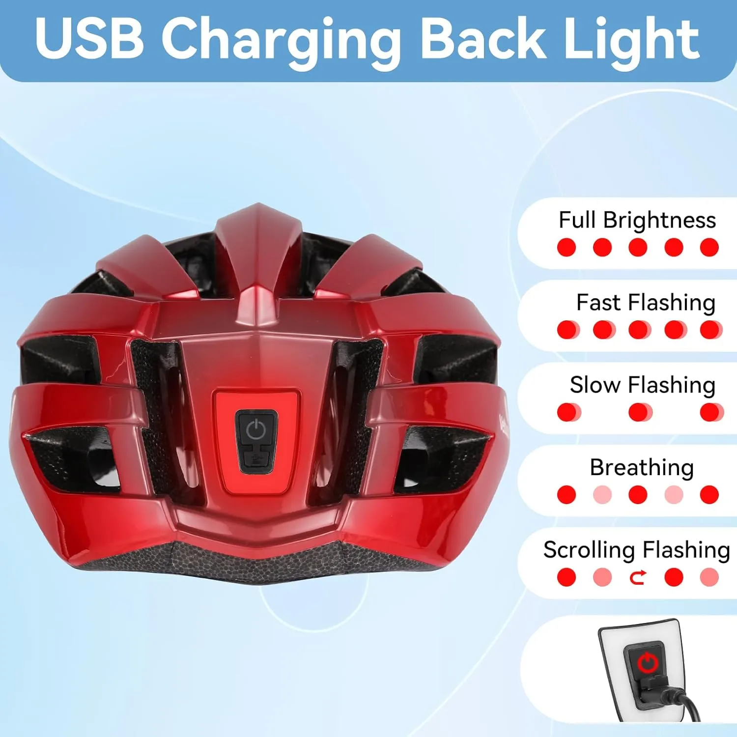 Bike Helmet with LED Light for Adults Lightweight Road Bike Helmet Mountain for Women, Bike Helmets with Rechargeable USB Light for Men Bicycle Helmet Recreational Cycling Helmet…