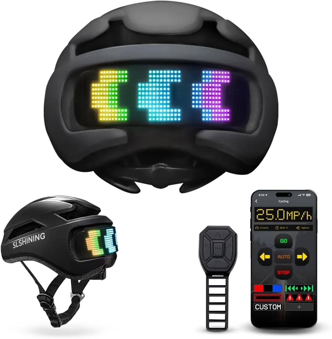 Bike Helmet with Light - Bike Helmet with DIY LED Screen for Scooter, Bicycle, Skateboard - LED Display Helmet with Customizable Patterns - Bicycle Helmet Light for Adult Men and Women