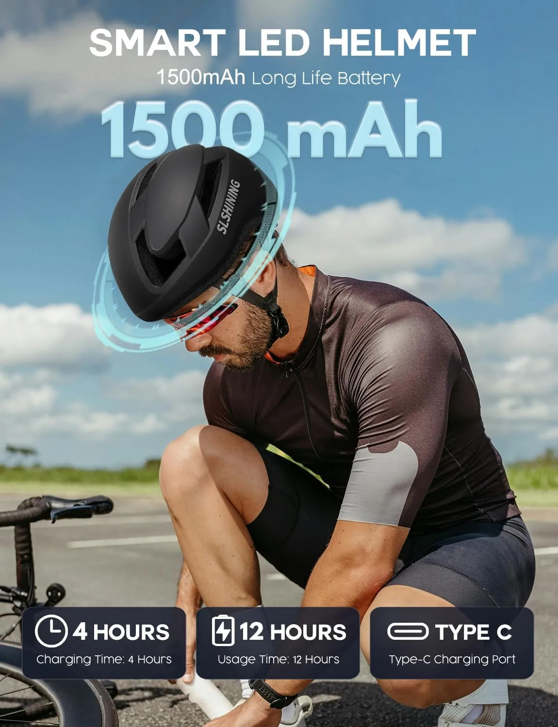 Bike Helmet with Light - Bike Helmet with DIY LED Screen for Scooter, Bicycle, Skateboard - LED Display Helmet with Customizable Patterns - Bicycle Helmet Light for Adult Men and Women