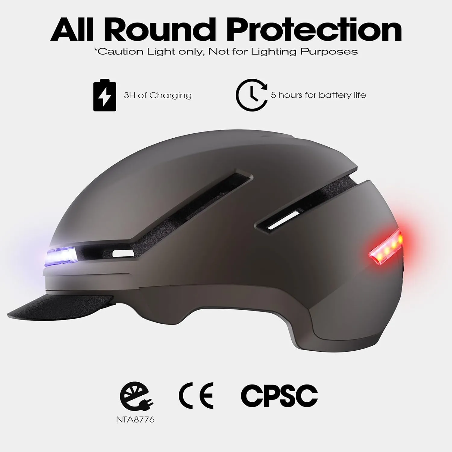 Bike Helmet with Turn Signal Light - Shinmax Bicycle Helmet with Front & Rechargeable Rear Light, Detachable Visor, Cycling Helmet for Adult Men Women Perfect for Commuter MTB Scooter E-bike City Road