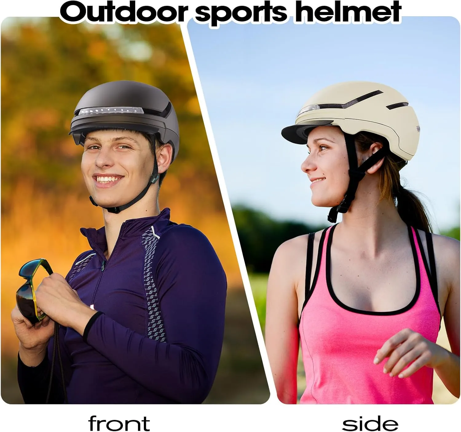 Bike Helmet with Turn Signal Light - Shinmax Bicycle Helmet with Front & Rechargeable Rear Light, Detachable Visor, Cycling Helmet for Adult Men Women Perfect for Commuter MTB Scooter E-bike City Road