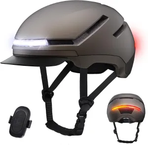 Bike Helmet with Turn Signal Light - Shinmax Bicycle Helmet with Front & Rechargeable Rear Light, Detachable Visor, Cycling Helmet for Adult Men Women Perfect for Commuter MTB Scooter E-bike City Road