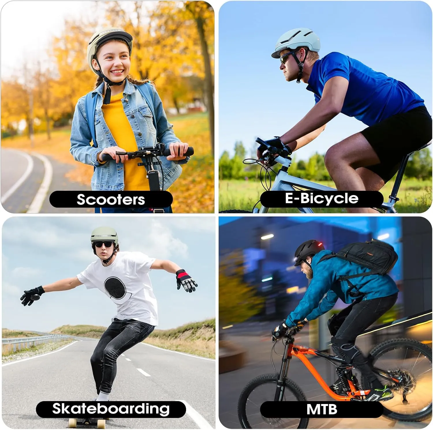 Bike Helmet with Turn Signal Light - Shinmax Bicycle Helmet with Front & Rechargeable Rear Light, Detachable Visor, Cycling Helmet for Adult Men Women Perfect for Commuter MTB Scooter E-bike City Road