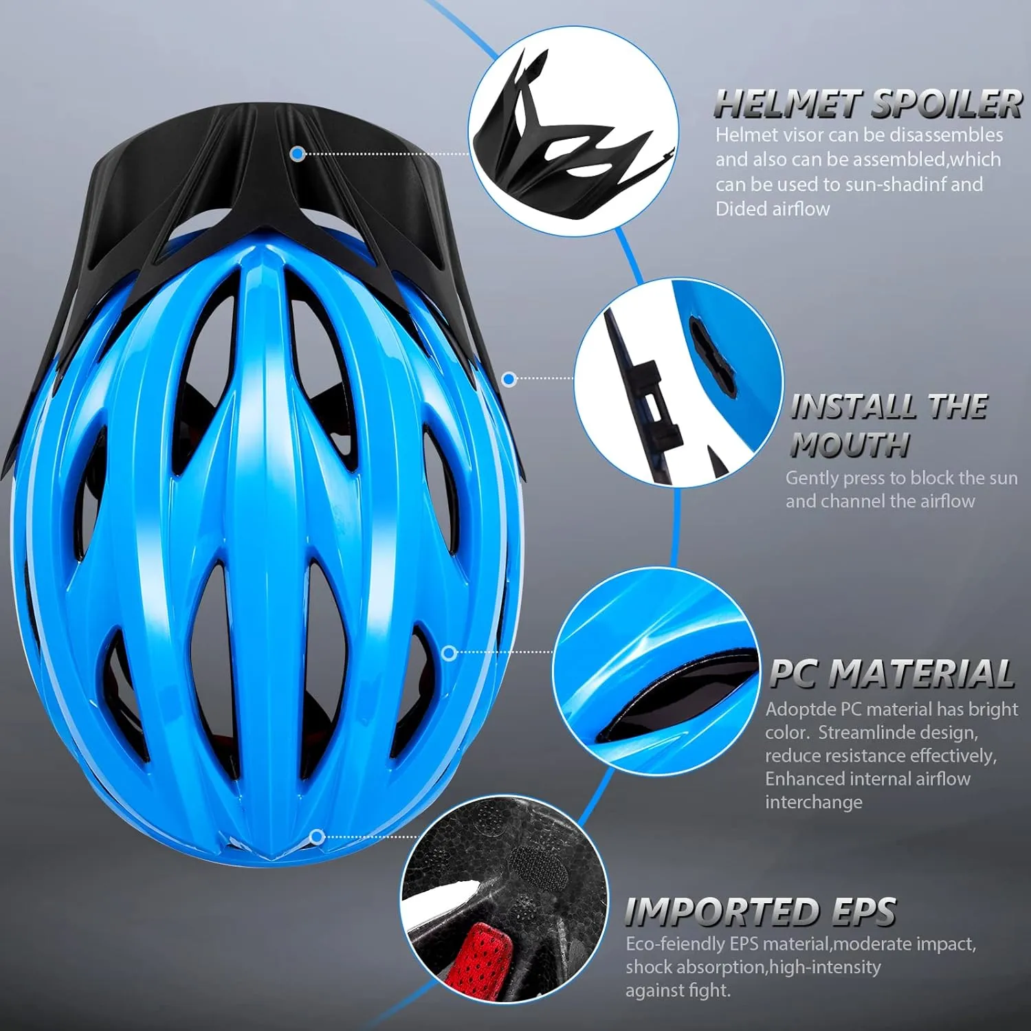 Bike Helmets for Men - Women Bicycle Helmet Adult - Certified Lightweight Comfort Adjustable Cycling Helmet with Detachable Visor for Mountain Road Biker
