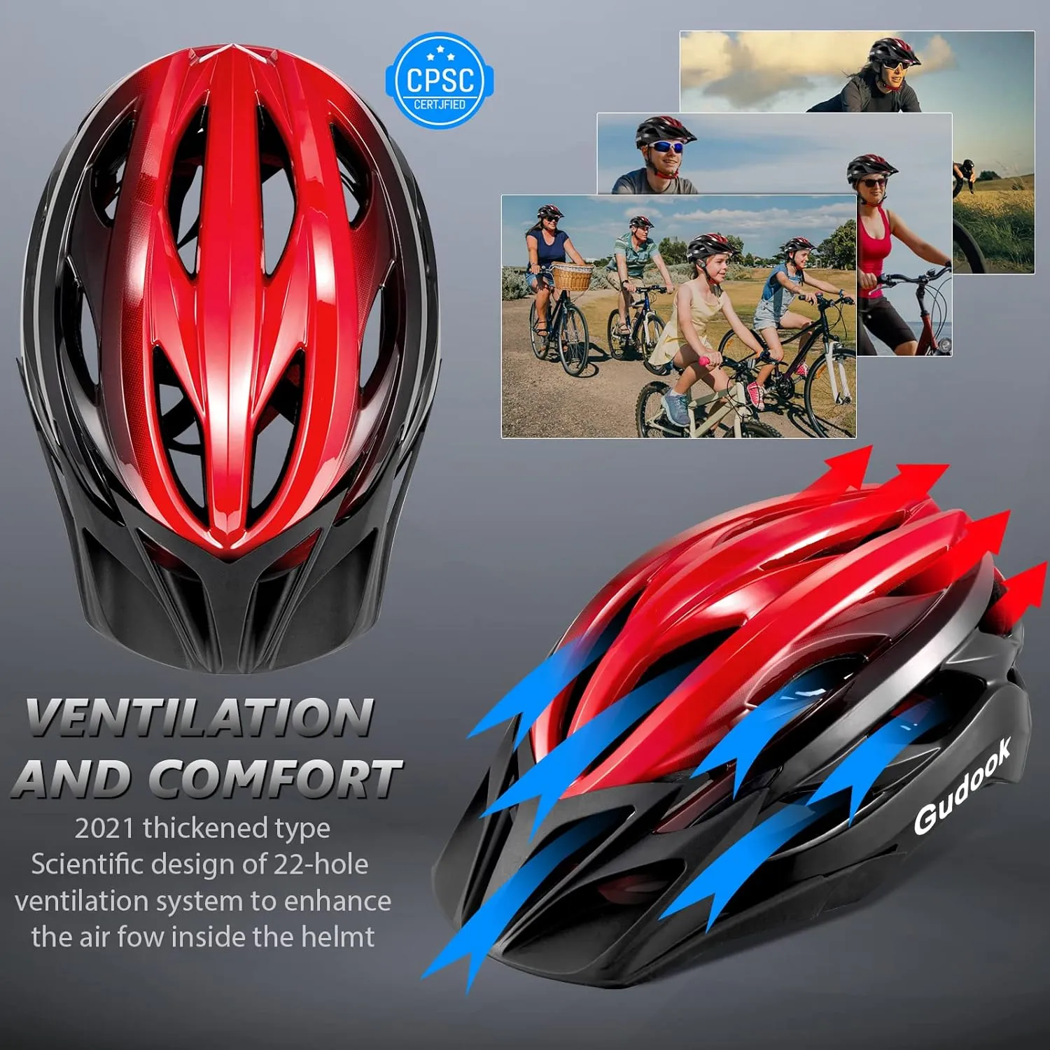 Bike Helmets for Men - Women Bicycle Helmet Adult - Certified Lightweight Comfort Adjustable Cycling Helmet with Detachable Visor for Mountain Road Biker