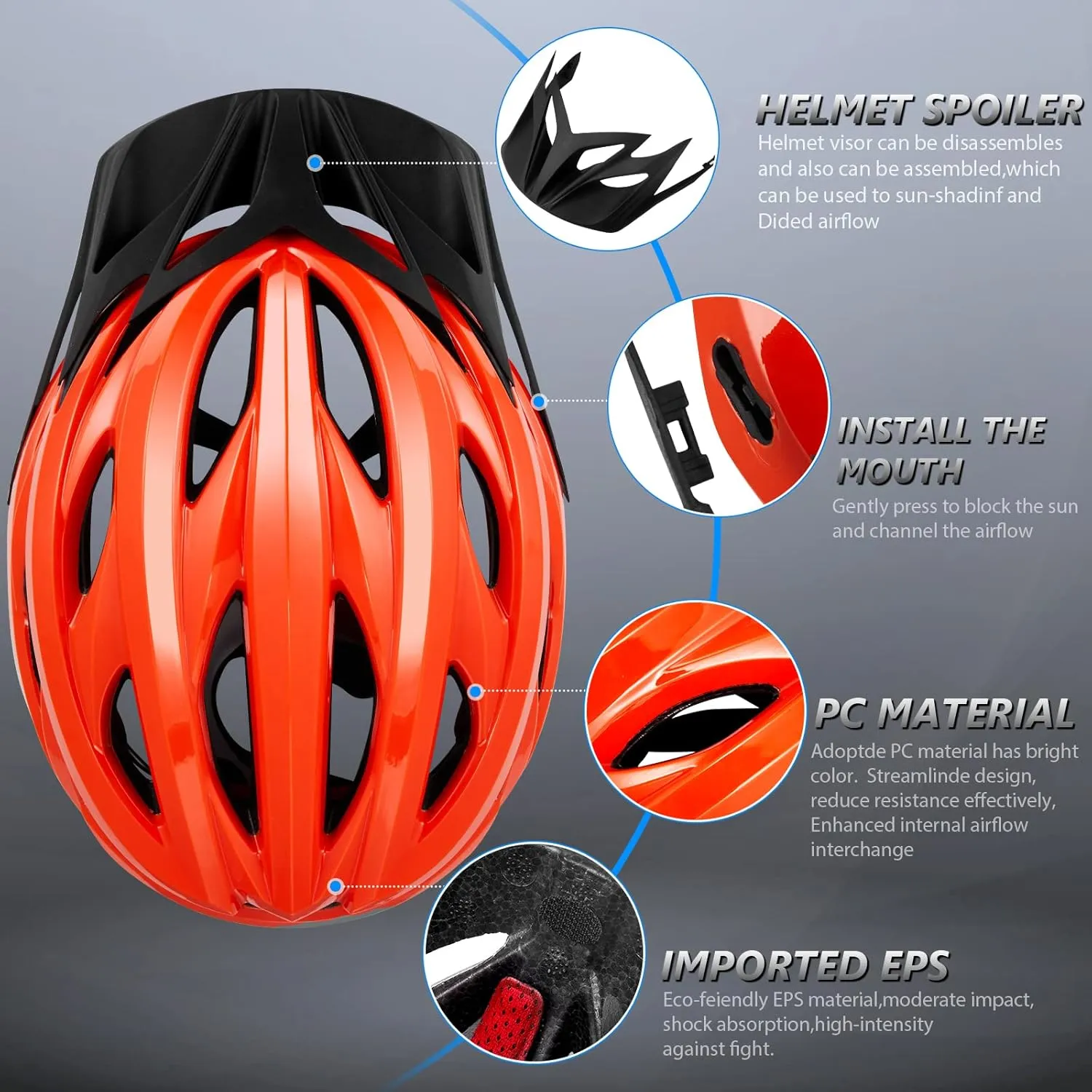 Bike Helmets for Men - Women Bicycle Helmet Adult - Certified Lightweight Comfort Adjustable Cycling Helmet with Detachable Visor for Mountain Road Biker