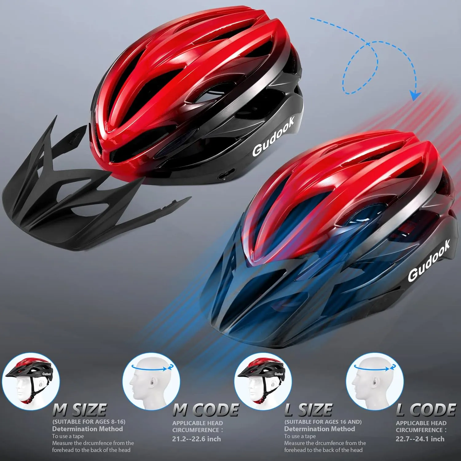 Bike Helmets for Men - Women Bicycle Helmet Adult - Certified Lightweight Comfort Adjustable Cycling Helmet with Detachable Visor for Mountain Road Biker