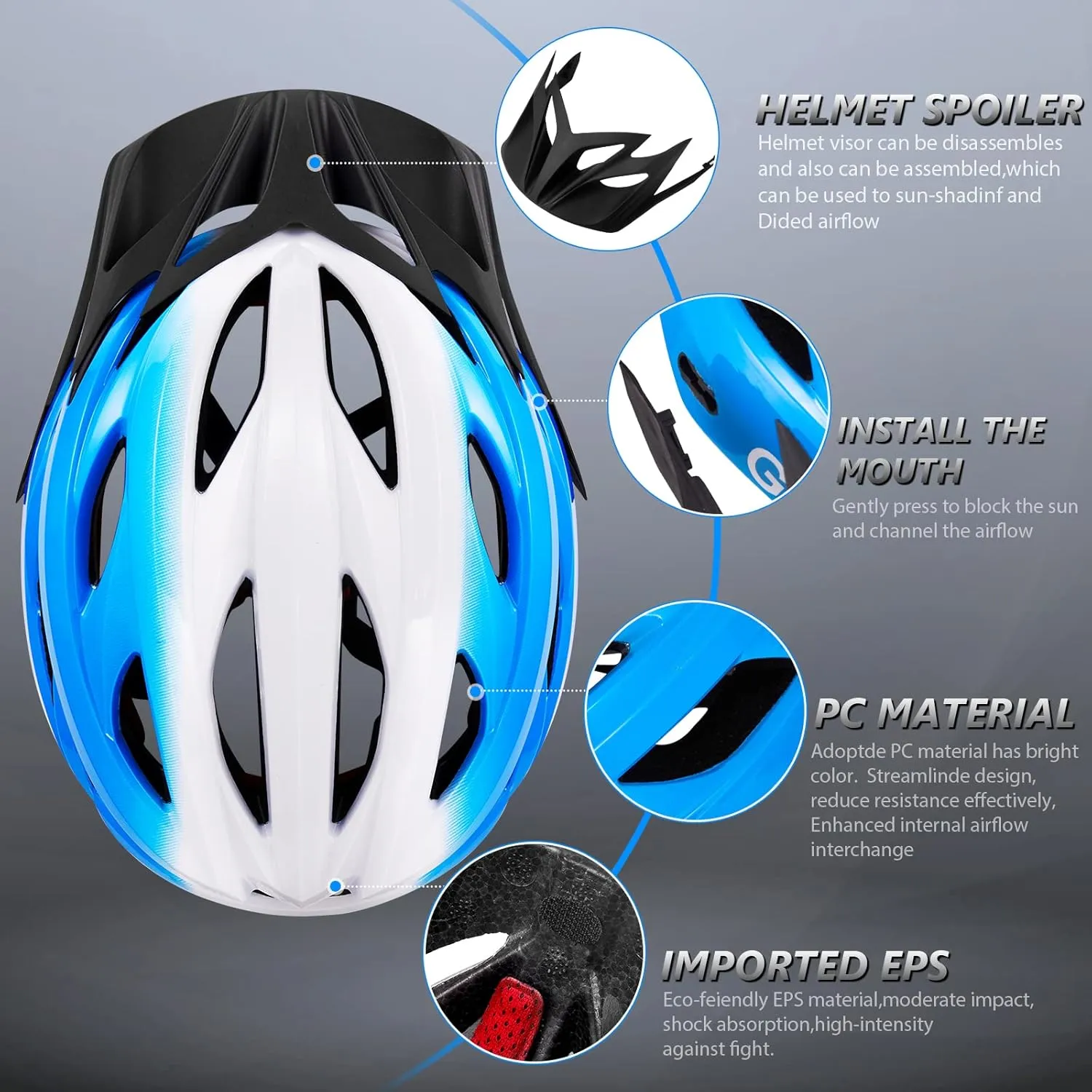 Bike Helmets for Men - Women Bicycle Helmet Adult - Certified Lightweight Comfort Adjustable Cycling Helmet with Detachable Visor for Mountain Road Biker