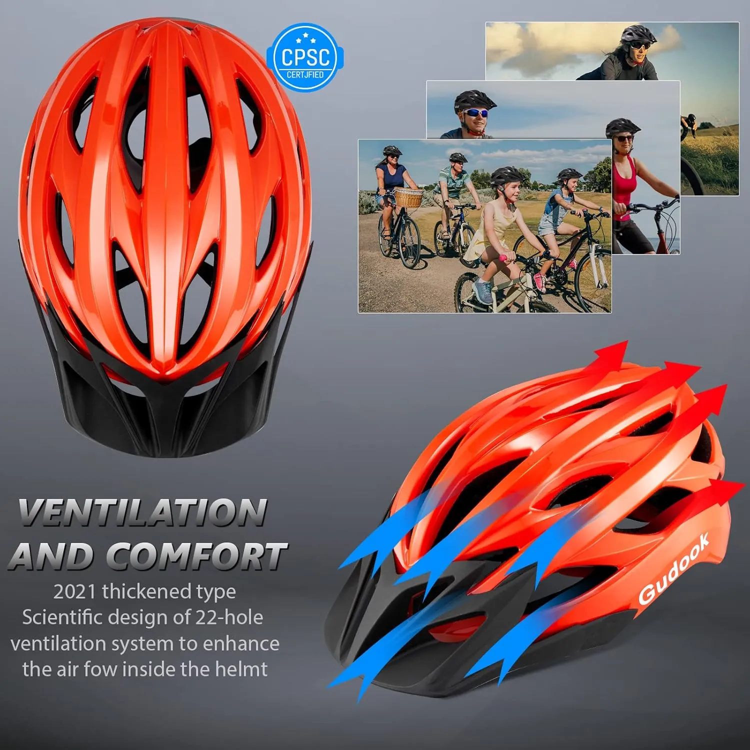 Bike Helmets for Men - Women Bicycle Helmet Adult - Certified Lightweight Comfort Adjustable Cycling Helmet with Detachable Visor for Mountain Road Biker
