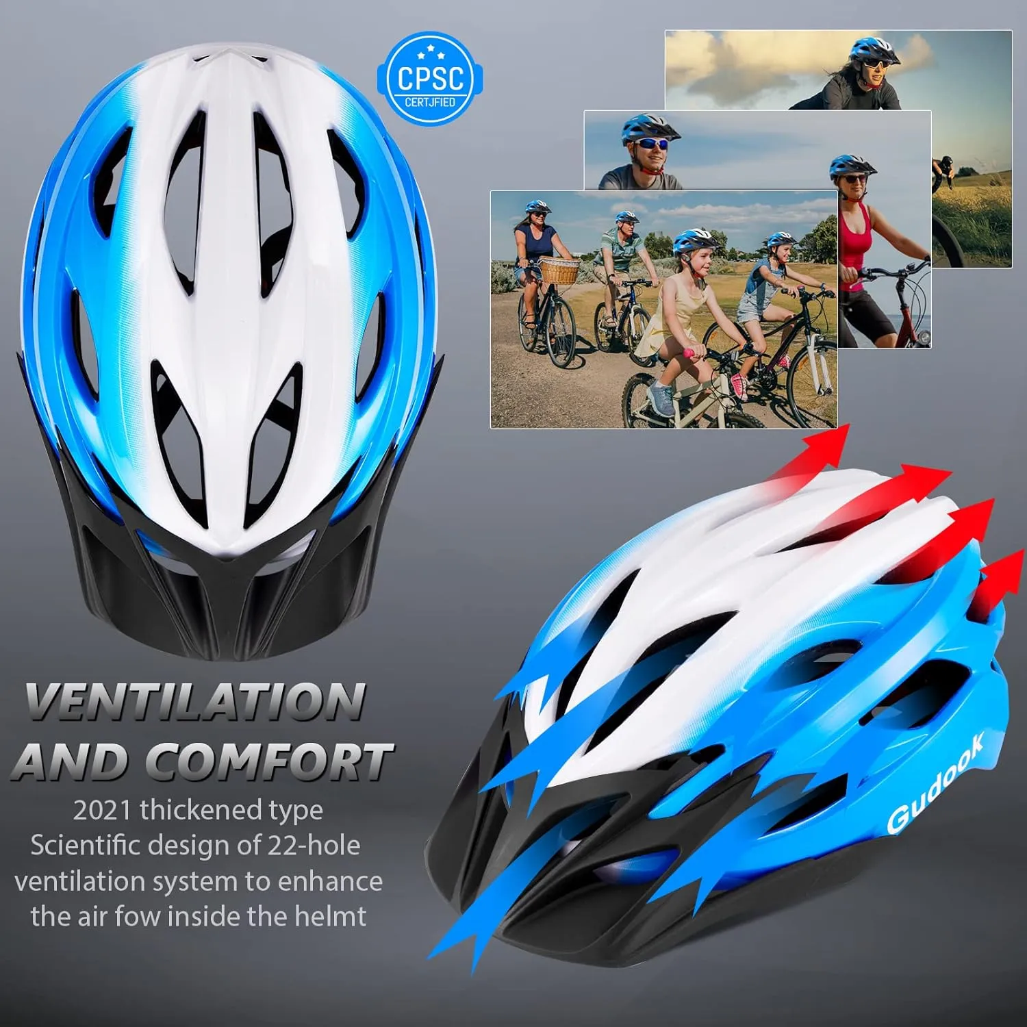 Bike Helmets for Men - Women Bicycle Helmet Adult - Certified Lightweight Comfort Adjustable Cycling Helmet with Detachable Visor for Mountain Road Biker