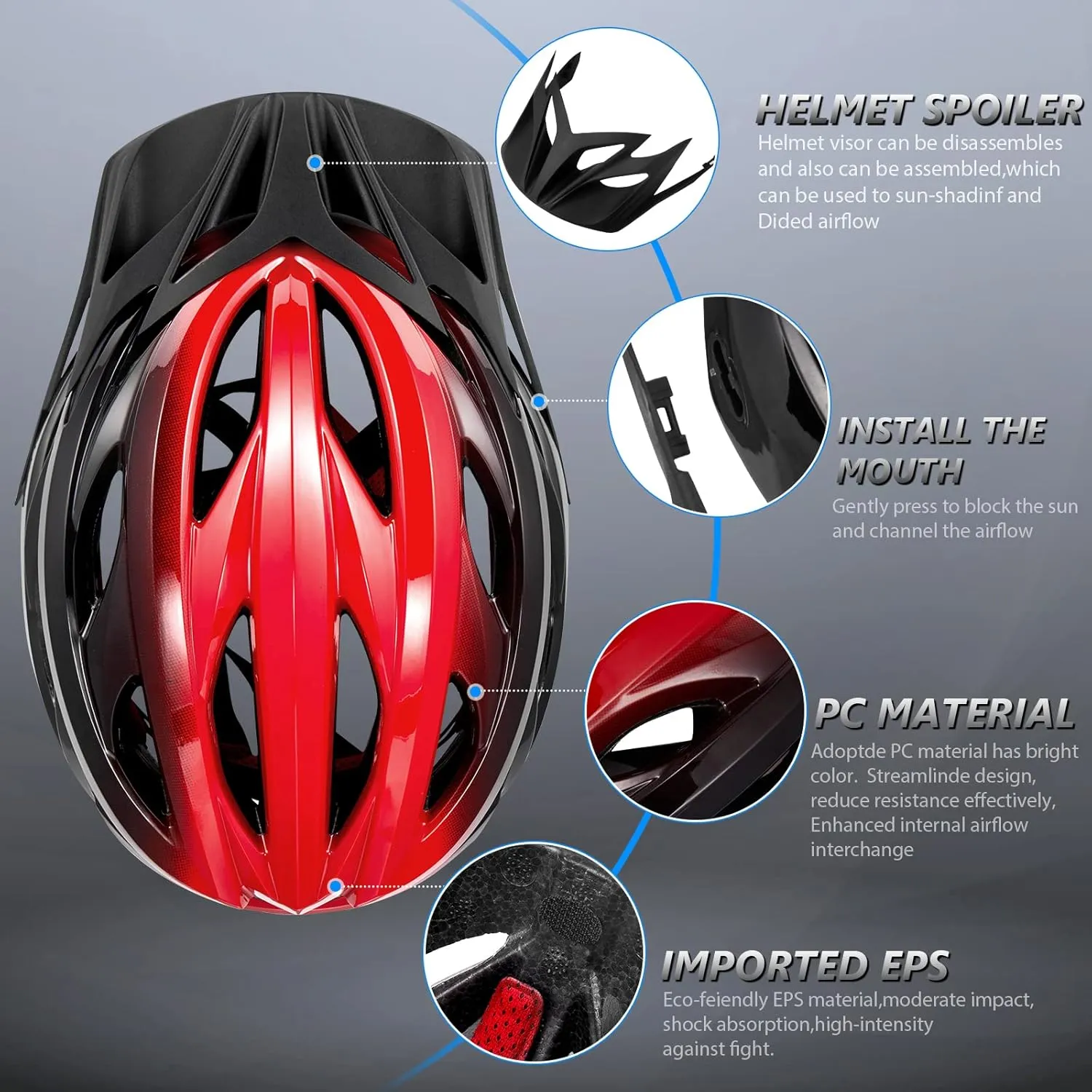 Bike Helmets for Men - Women Bicycle Helmet Adult - Certified Lightweight Comfort Adjustable Cycling Helmet with Detachable Visor for Mountain Road Biker