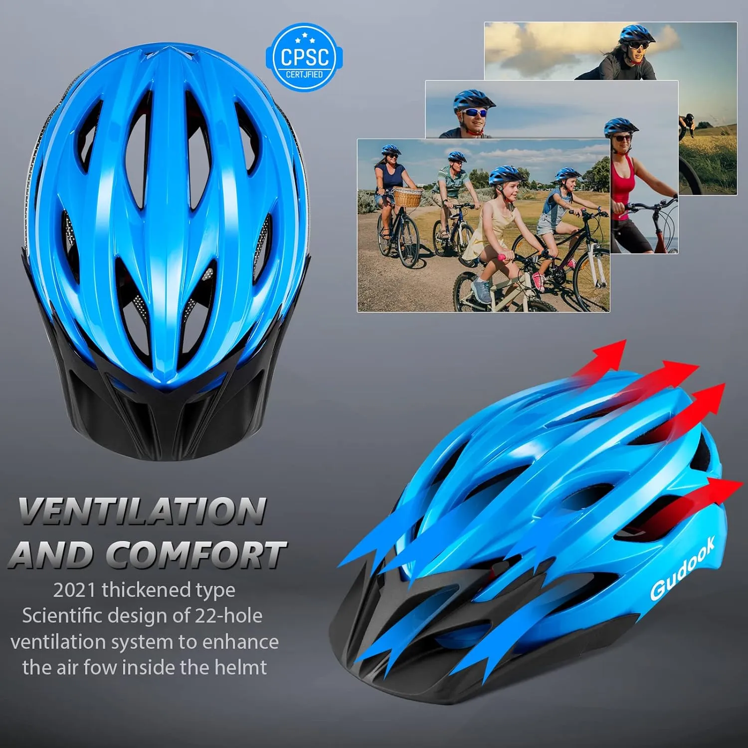 Bike Helmets for Men - Women Bicycle Helmet Adult - Certified Lightweight Comfort Adjustable Cycling Helmet with Detachable Visor for Mountain Road Biker
