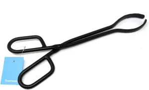 Black Heavy Duty Cast Iron Fire Place Log Tongs for Indoor Fire/Fire Pits Accessories/Tongs for Outdoor Stove/Long Logs Tweezers/Firewood Tongs/Campfire Tongs