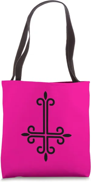 black upside down cross gothic halloween inverted cross Tote Bag
