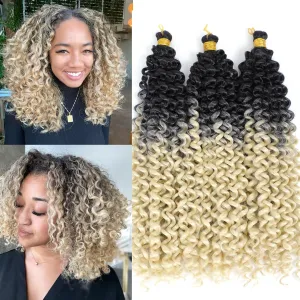 Blonde Crochet Hair for Black Women Gogo Curl Crochet Hair 1b/613 Braiding Hair Curly 14 Inch 3PCS (1B-Blonde)