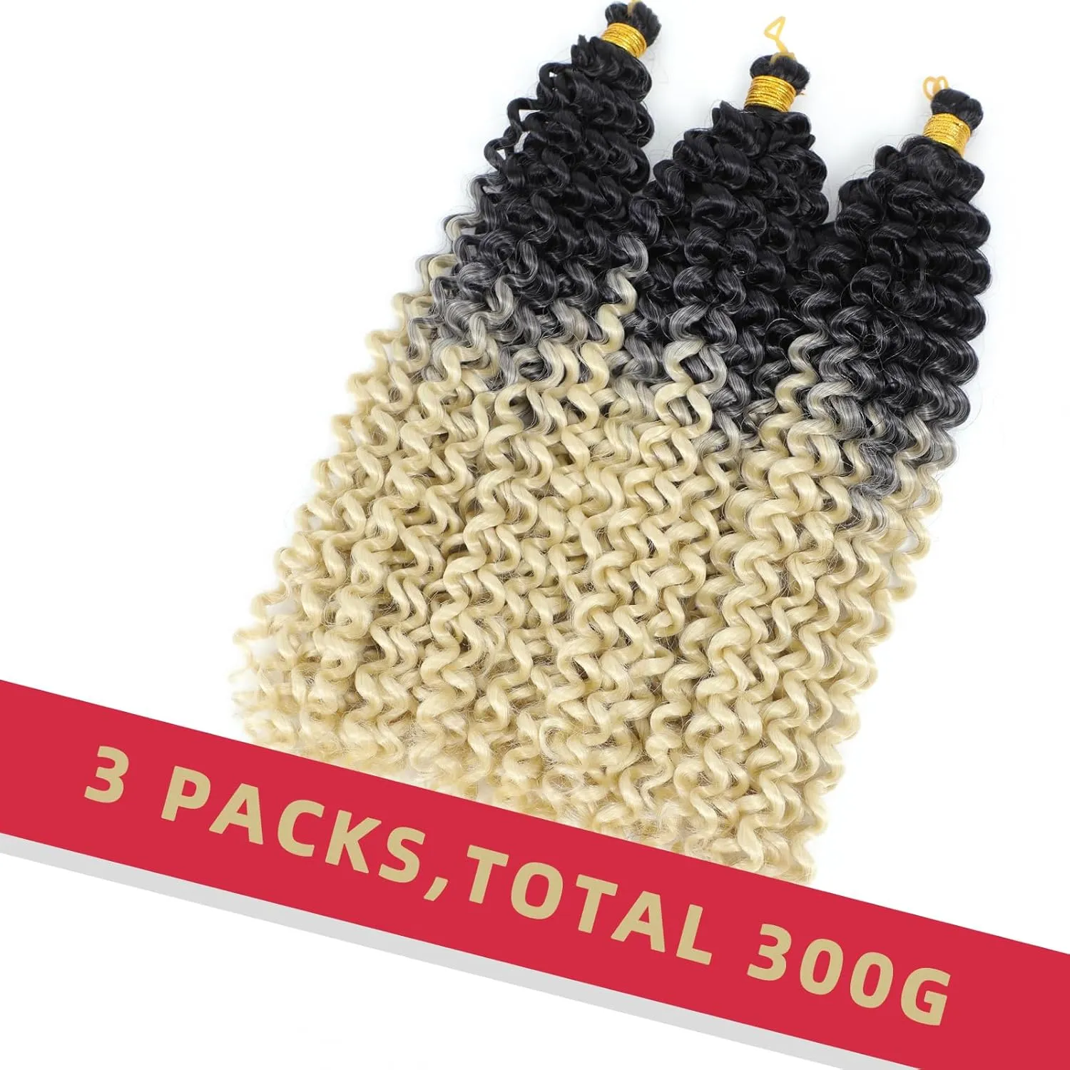 Blonde Crochet Hair for Black Women Gogo Curl Crochet Hair 1b/613 Braiding Hair Curly 14 Inch 3PCS (1B-Blonde)