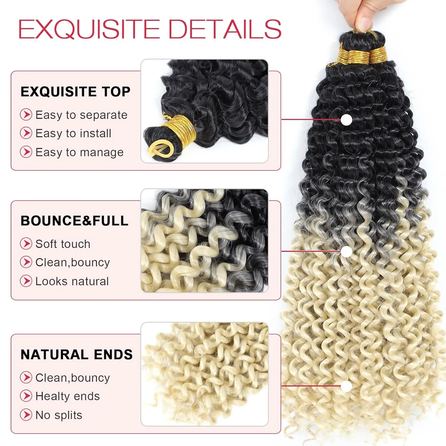 Blonde Crochet Hair for Black Women Gogo Curl Crochet Hair 1b/613 Braiding Hair Curly 14 Inch 3PCS (1B-Blonde)
