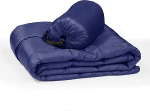 Blue Ridge Activ Fluffy 650 Fill Power Outdoor Packable Down Throw Blanket for Camping Hiking with Carrying Pouch - Lightweight and Durable Blanket 60" x 70" for Traveling, Beach Trips