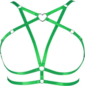 Body Harness Plus Size Pentagram Heart-Shaped Tops Full Cage Hollow Out Bra Women Punk Goth Festival Rave Clothing