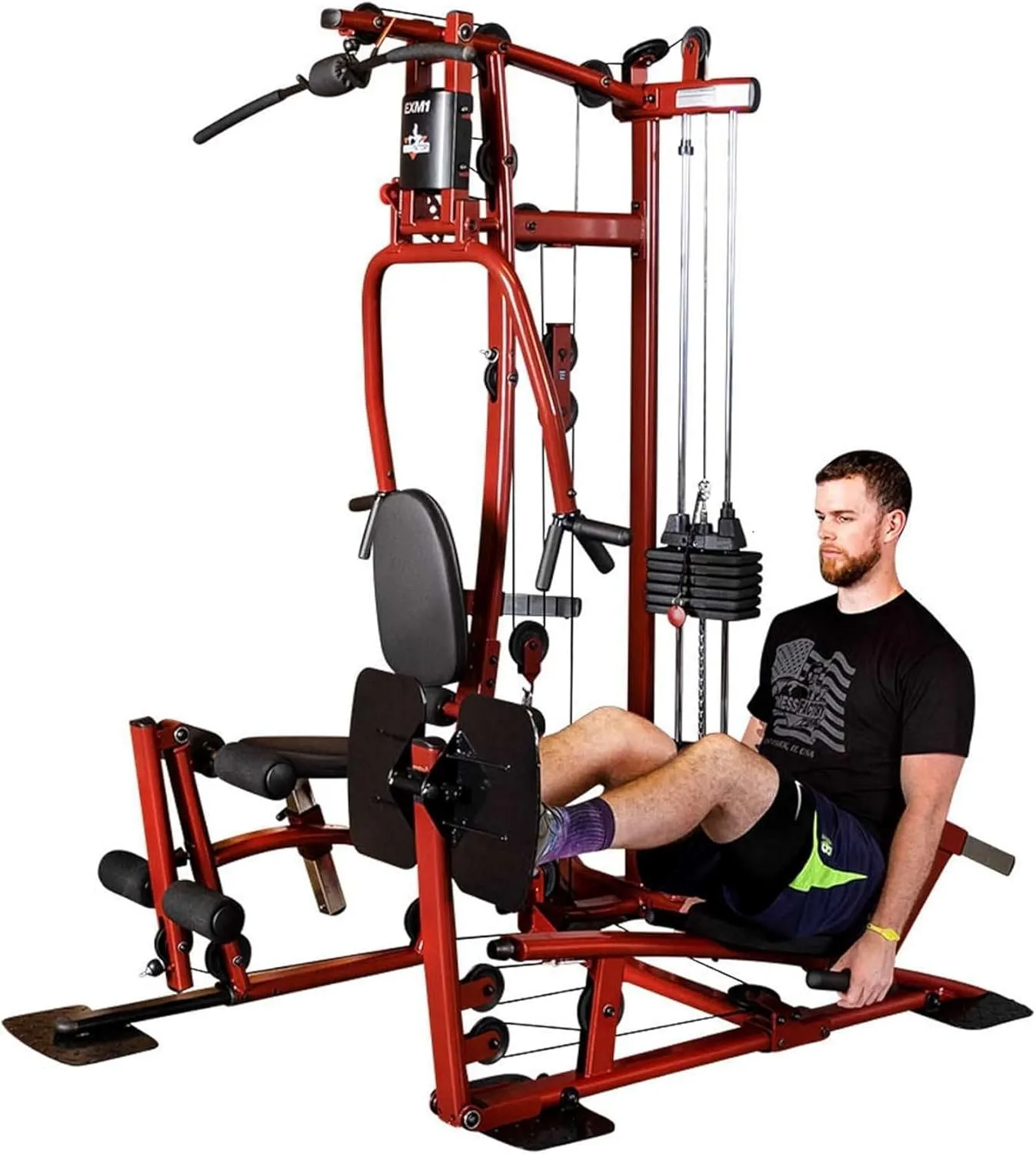 Body-Solid (EXM1LPS) Multi-Station Home Gym Machine, Arm & Leg Strength Training Functional Exercise Workout Station, 160lbs. Weight Stack with Leg Press