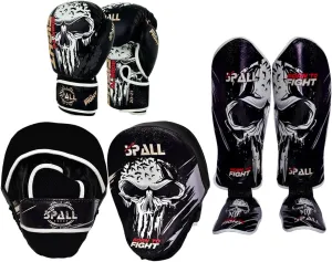 Boxing Training Set - Synthetic Leather Boxing Gloves with Focus Pad Boxing Mitts, MMA Training with Punch Gloves MMA Boxing Mitts for Kids Adults, Born to Fight