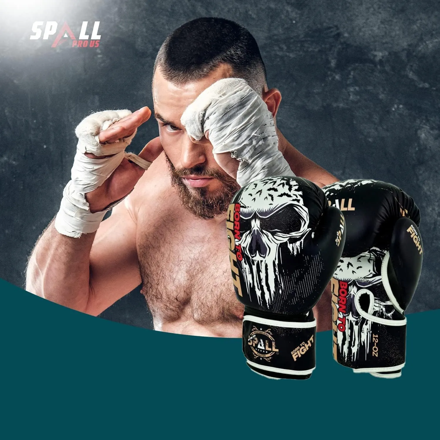 Boxing Training Set - Synthetic Leather Boxing Gloves with Focus Pad Boxing Mitts, MMA Training with Punch Gloves MMA Boxing Mitts for Kids Adults, Born to Fight