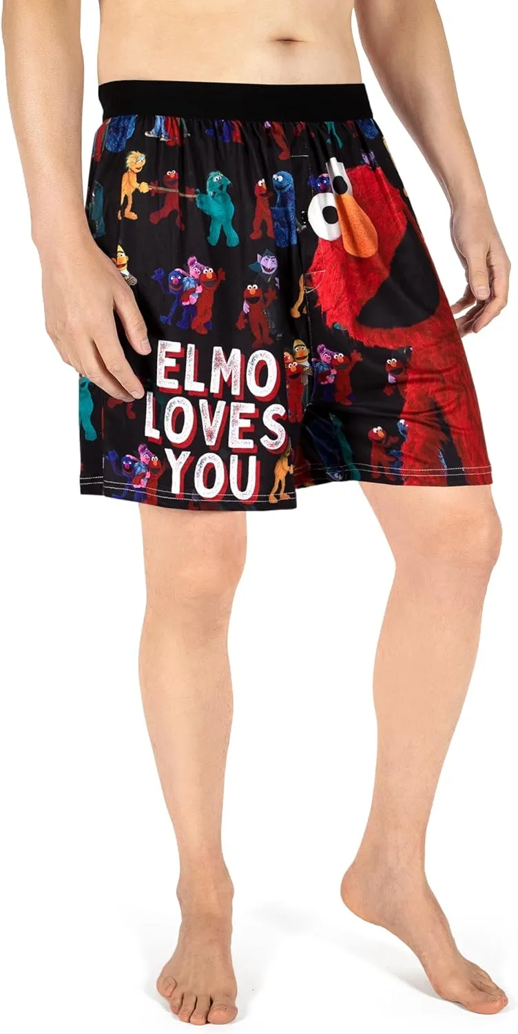 BRIEF INSANITY Sesame Street Comfortable Fit Boxer Shorts | Funny & Cute Sesame Street Graphic Print Boxers for Women & Men