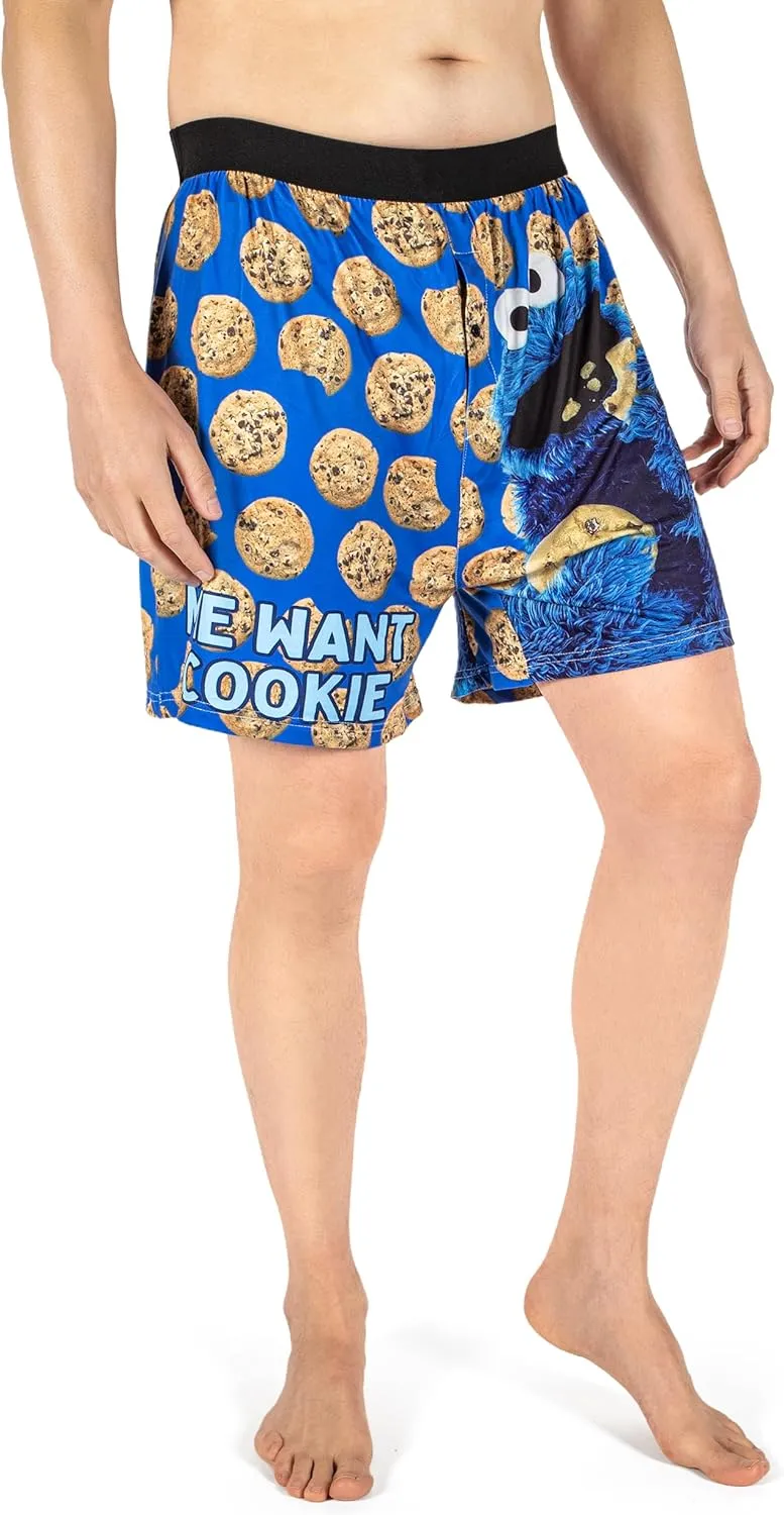 BRIEF INSANITY Sesame Street Comfortable Fit Boxer Shorts | Funny & Cute Sesame Street Graphic Print Boxers for Women & Men