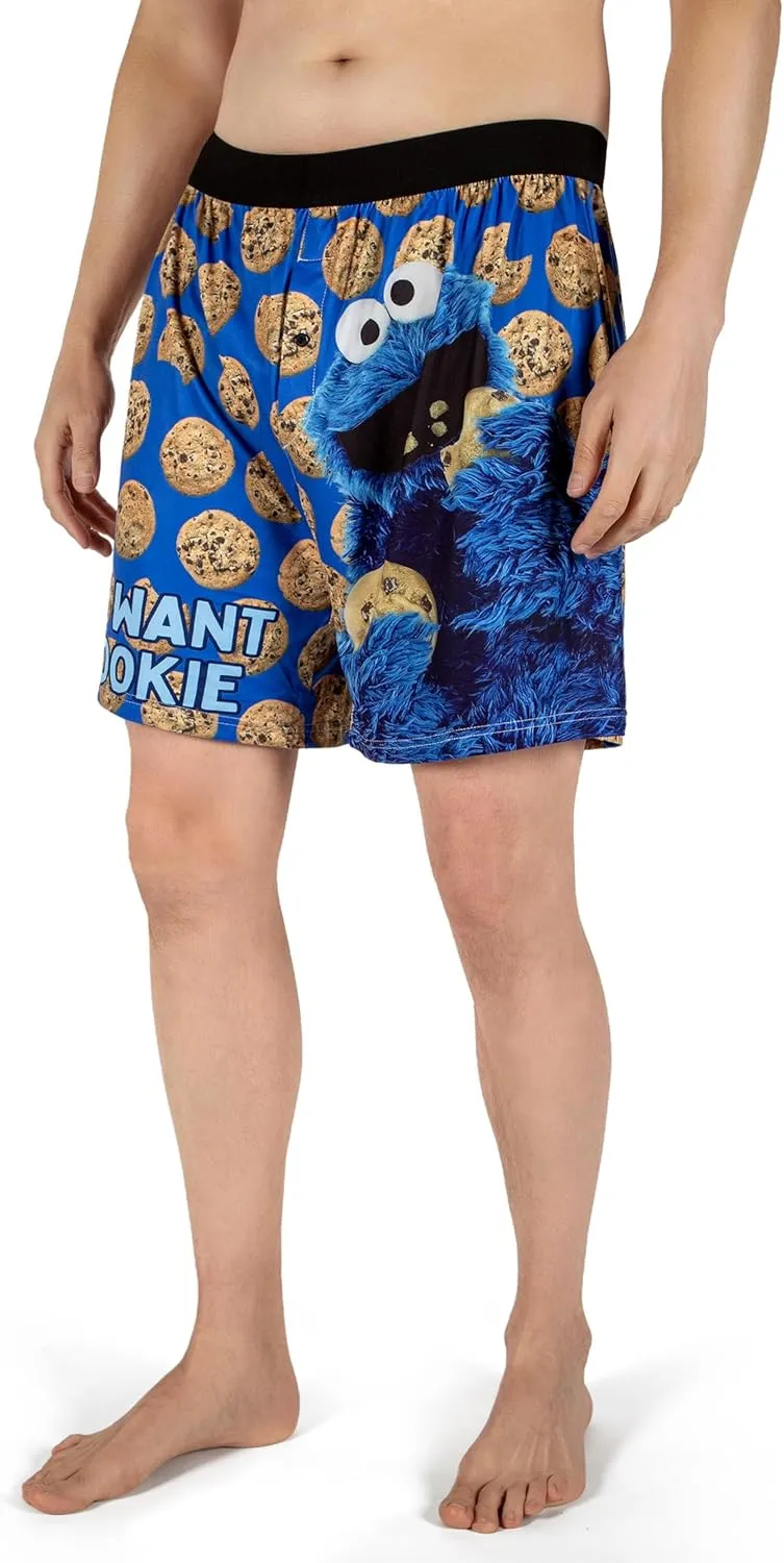 BRIEF INSANITY Sesame Street Comfortable Fit Boxer Shorts | Funny & Cute Sesame Street Graphic Print Boxers for Women & Men