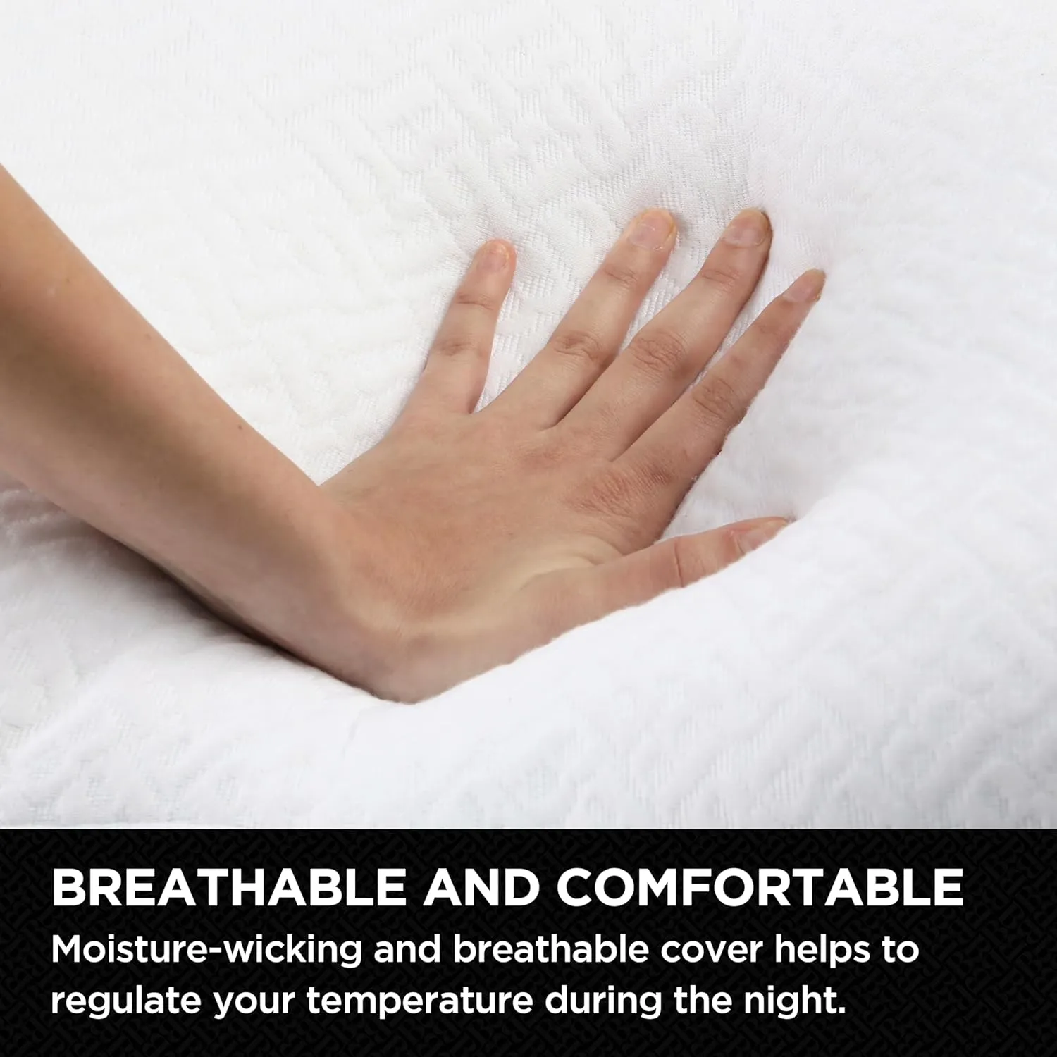 Brookstone TempSense Down Alternative Pillow Set - King Size Bed Pillows for Adults, Comfortable and Supportive Bedroom Pillows for Bed, Ideal for All Sleep Positions - 2 Pack, White