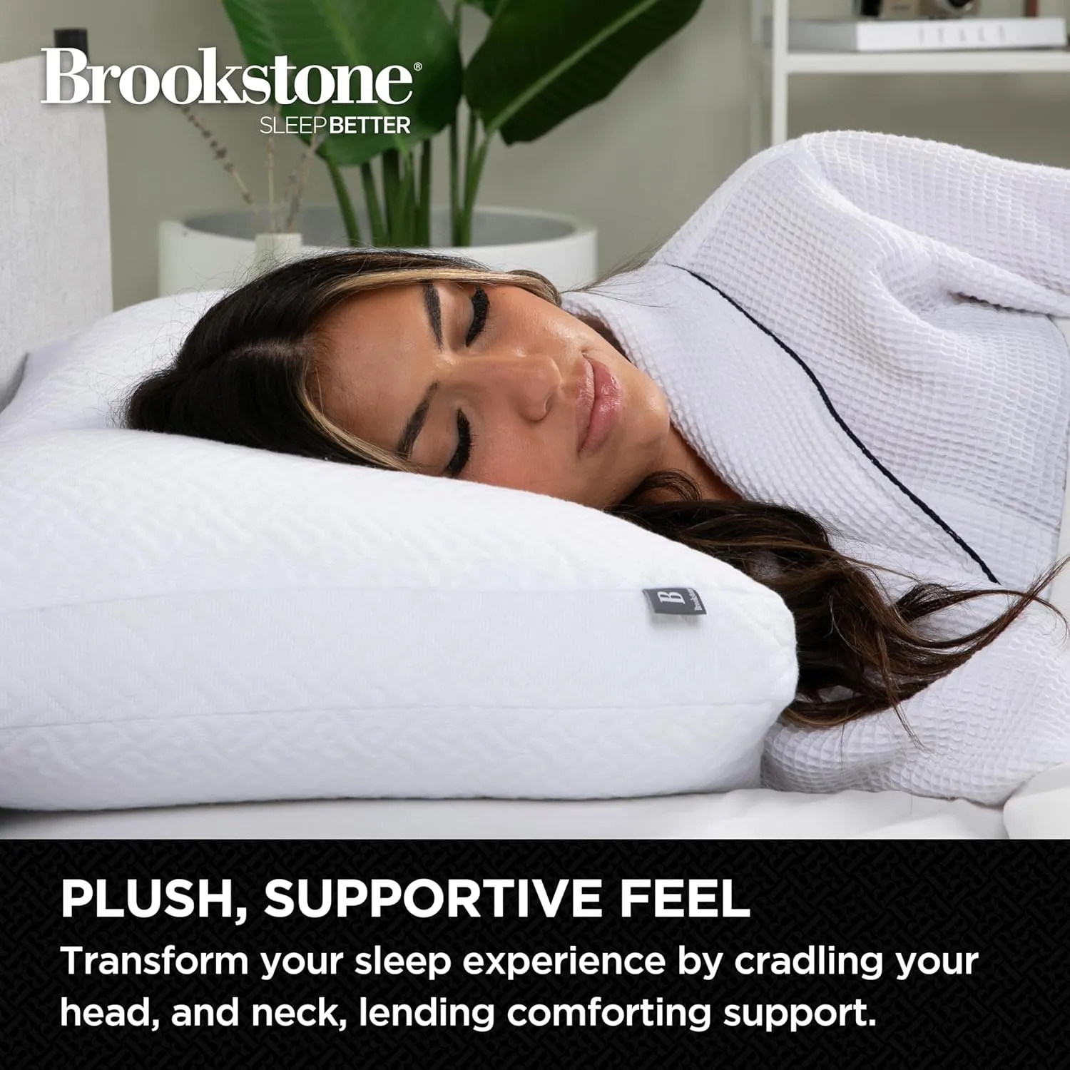 Brookstone TempSense Down Alternative Pillow Set - King Size Bed Pillows for Adults, Comfortable and Supportive Bedroom Pillows for Bed, Ideal for All Sleep Positions - 2 Pack, White
