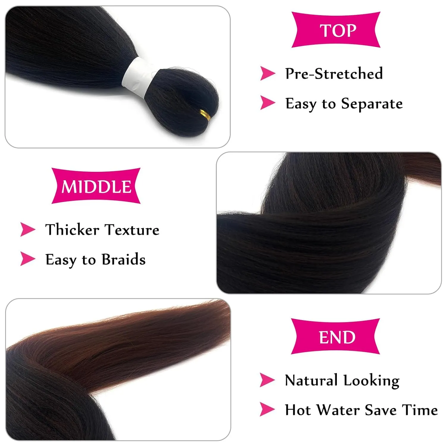 Brown Ombre Braiding Hair Pre Stretched with Boho Braids 1b/30 Curly Deep Ocean Wave Crochet Hair Natural Color Synthetic Knotless Boho Braiding Hair for Bohemian Braids 5 Packs