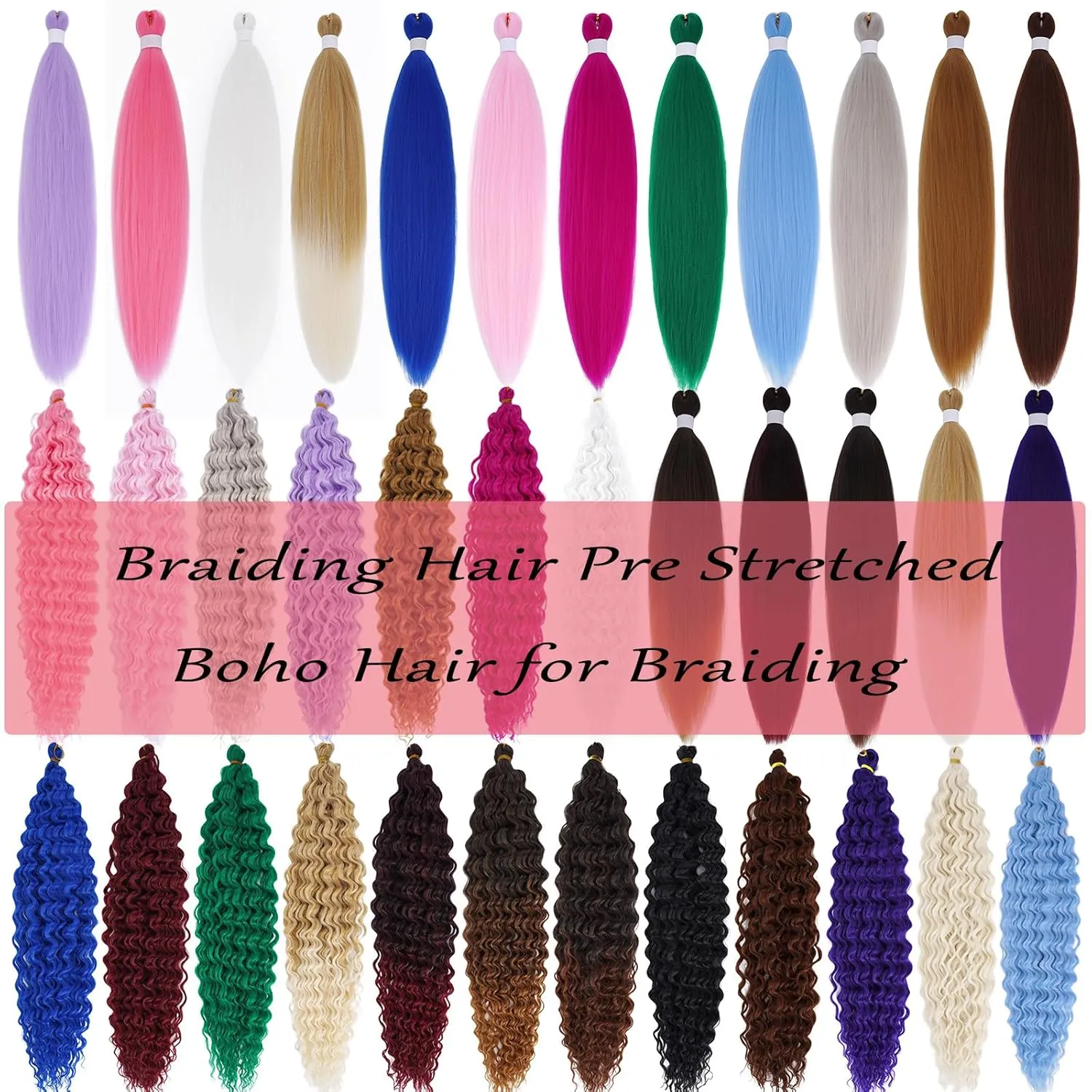Brown Ombre Braiding Hair Pre Stretched with Boho Braids 1b/30 Curly Deep Ocean Wave Crochet Hair Natural Color Synthetic Knotless Boho Braiding Hair for Bohemian Braids 5 Packs