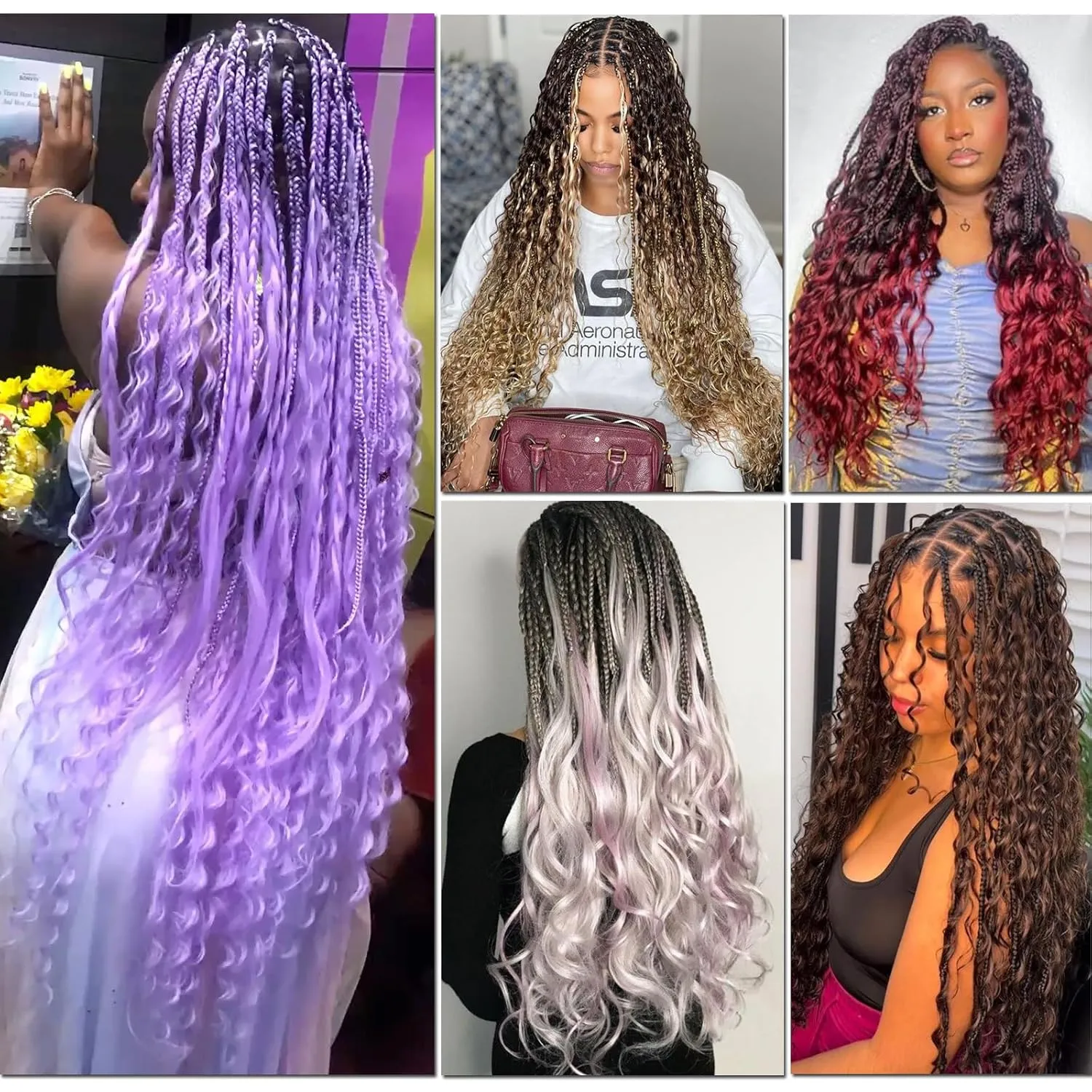 Brown Ombre Braiding Hair Pre Stretched with Boho Braids 1b/30 Curly Deep Ocean Wave Crochet Hair Natural Color Synthetic Knotless Boho Braiding Hair for Bohemian Braids 5 Packs