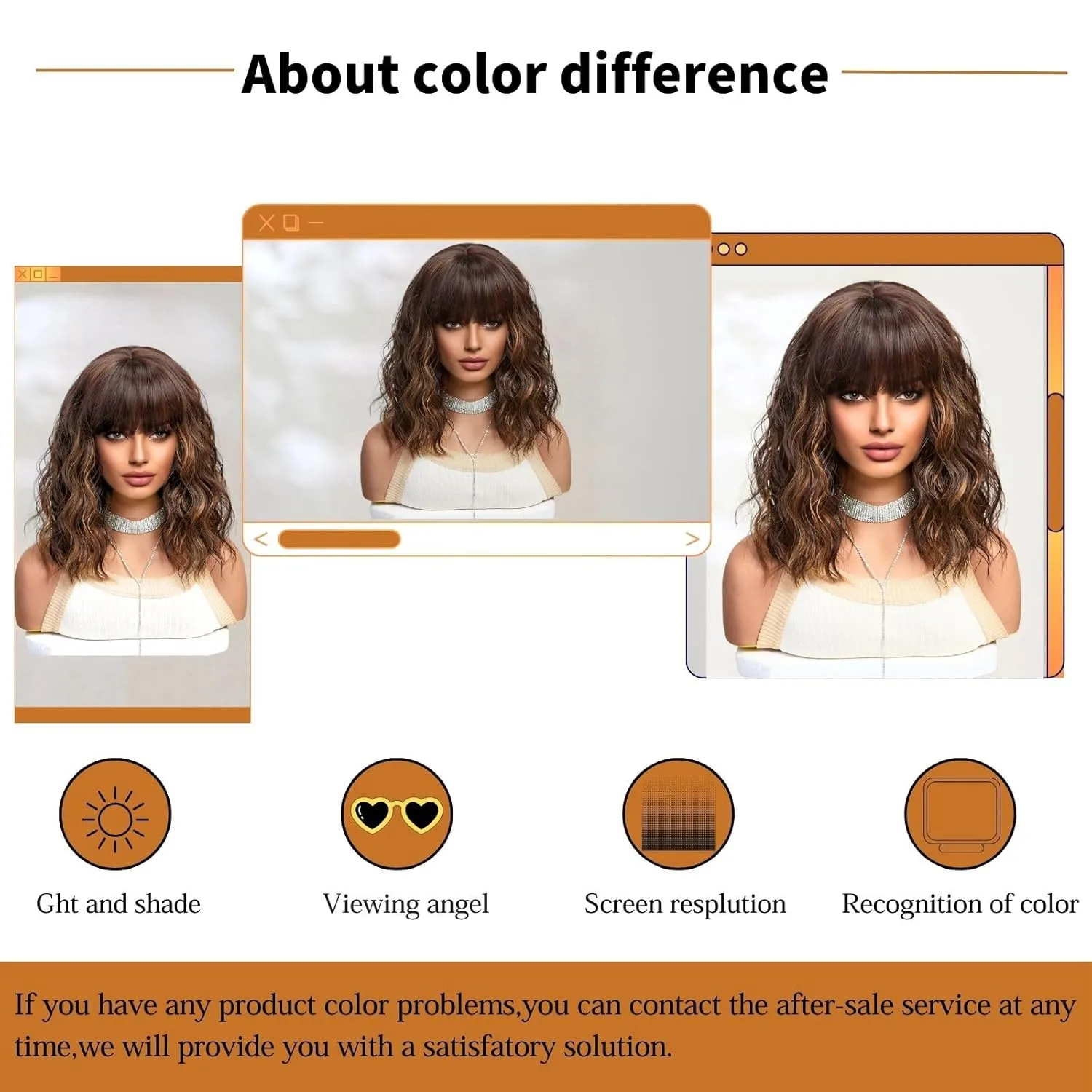 Brown Wig with Bangs,Shoulder Length Bob Curly Wavy Wigs for Women Brown Highlight Wig, Heat-resistant Synthetic Hair Wigs for Cosplay Party Daily Use