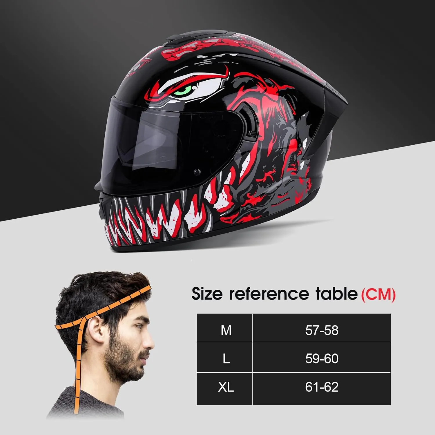 BSDDP Unisex-Adult Full Face Motorcycle Helmet DOT Approved Motorbike Moped Street Bike Racing Crash Helmet with Graphic