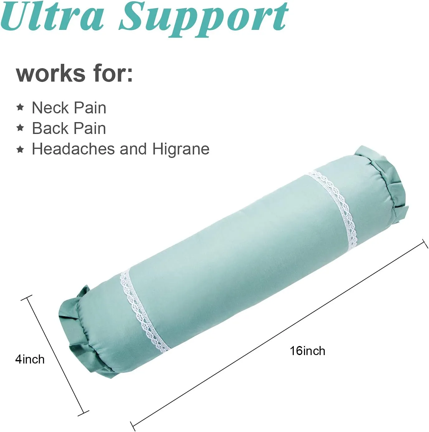 Buckwheat Neck Pillow for Recliner Neck Roll Fillows Comfortable Cervical Fillow Lumbar Support Cushion Round Cylinder Pillow for Sleeping Removable Pillowcase (16x4 Inch, Blue)
