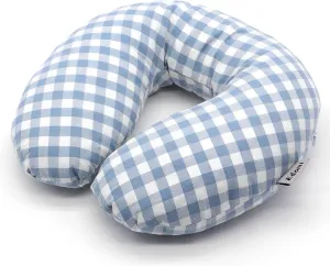 Buckwheat Pillow for Side Sleepers Cervical Neck Cooling Pillows U Shaped Pillow Ergonomic Travel Head Pillow for Sleeping Buckwheat Hulls Filling Removable Cotton Cover (12x12 inch, Blue)