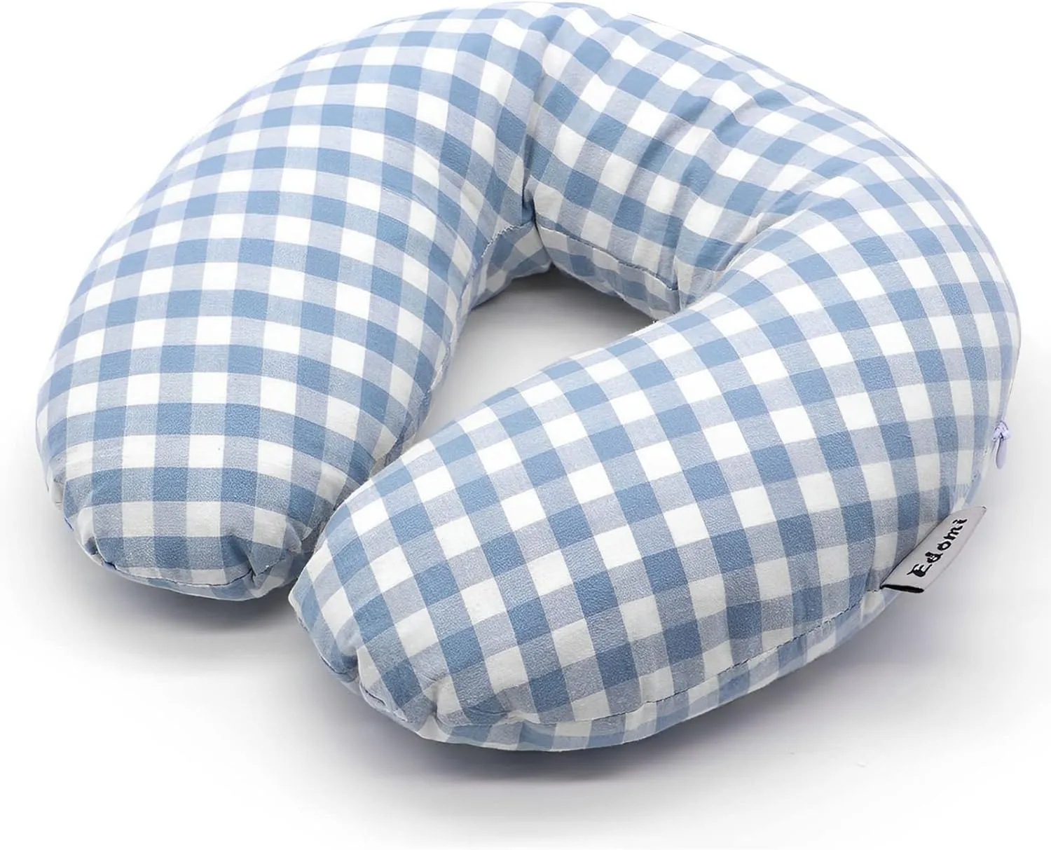 Buckwheat Pillow for Side Sleepers Cervical Neck Cooling Pillows U Shaped Pillow Ergonomic Travel Head Pillow for Sleeping Buckwheat Hulls Filling Removable Cotton Cover (12x12 inch, Blue)