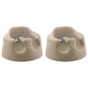 Bumbo Infant Floor Seat Baby Sit Up Chair and Baby Sitting Support for 3 to 12 Months Old with 3 Point Adjustable Safety Strap Harness, Taupe (2 Pack)