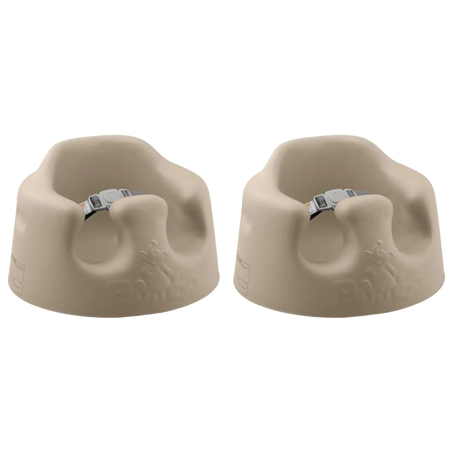 Bumbo Infant Floor Seat Baby Sit Up Chair and Baby Sitting Support for 3 to 12 Months Old with 3 Point Adjustable Safety Strap Harness, Taupe (2 Pack)
